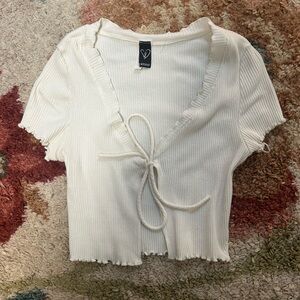 windsor white tie crop top